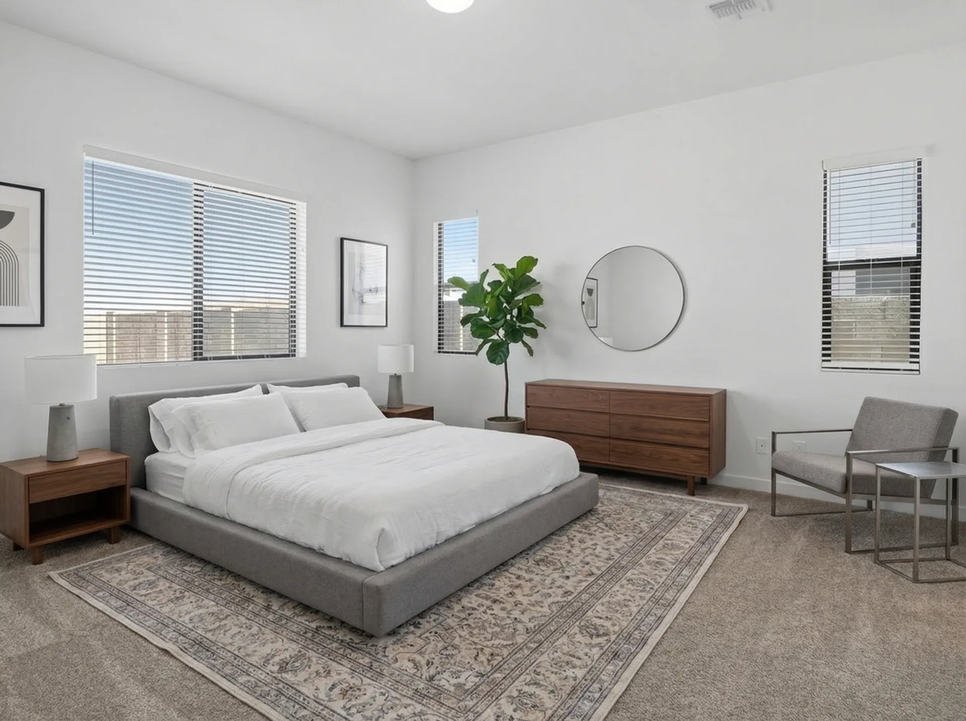 Empty bedroom vs virtually staged bedroom — after